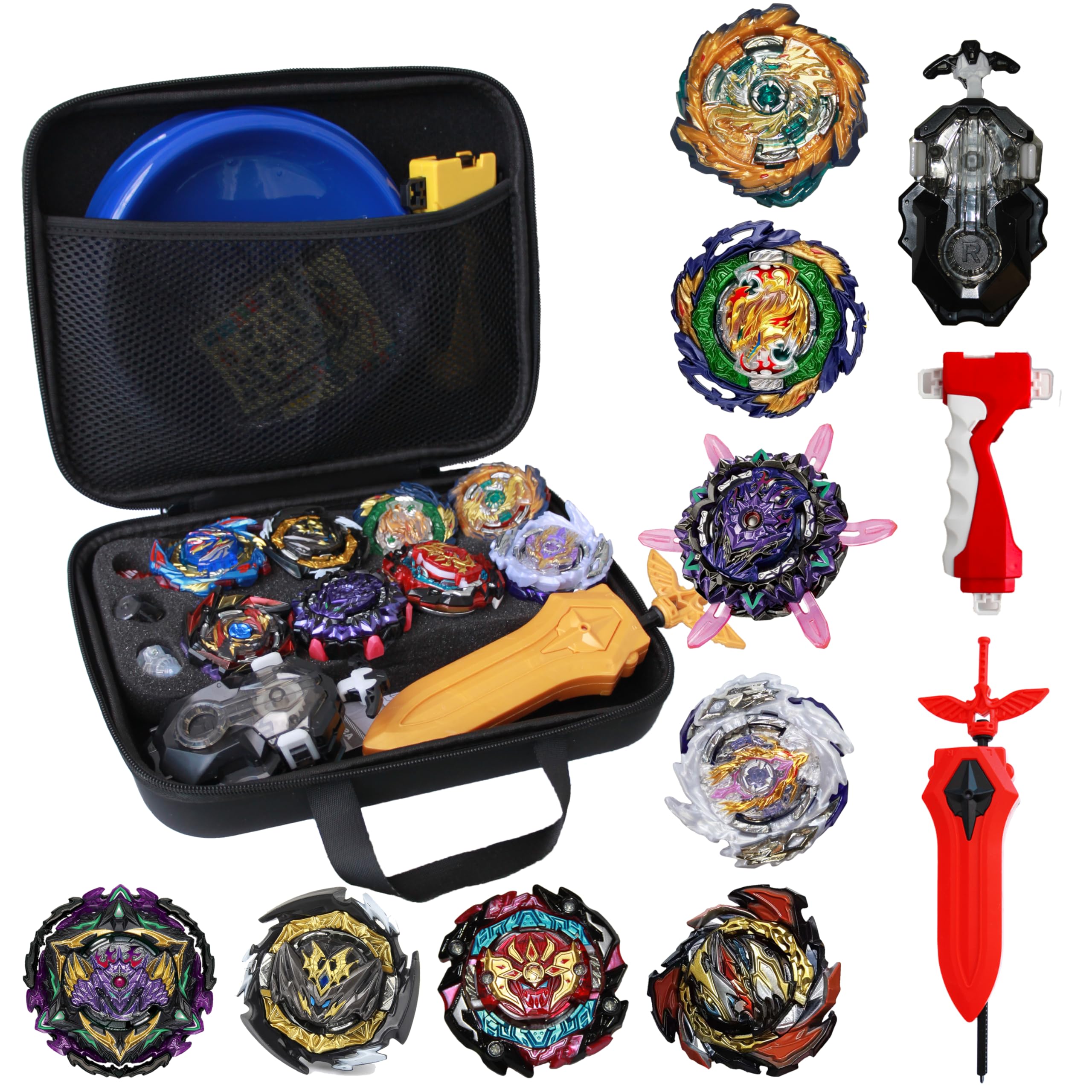 Gyro Burst Samurai Metal Assembled Set of 8 Spinning Top with
